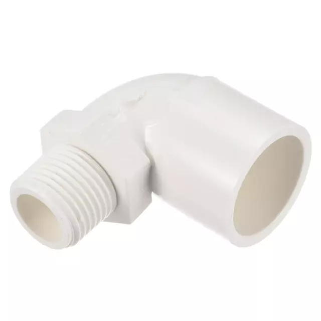 PVC Water Pipe Elbow Fitting G1/2 Male Thread 25mm ID Tube Adapter, White