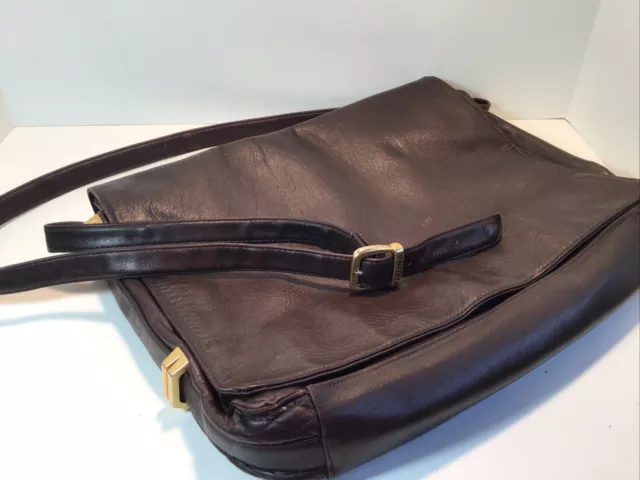 Perlina New York Calf Leather  15” x 10” Messenger Crossbody Bag