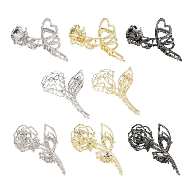 Temperament High Ponytail Hair Claw Girls Hair Clip with Rose Shape for Braid