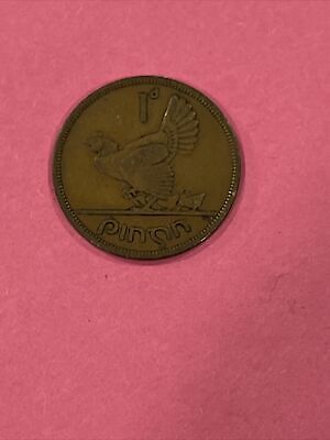 1941 Irish One Penny Coin Old Ireland 1d Hen And Chicks