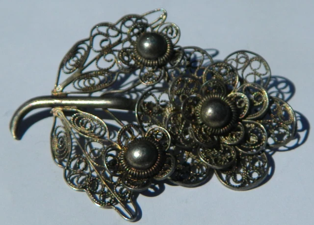 Broche Parapluie En Argent Début 1900 - Bijou Vintage Ancien, Occasion