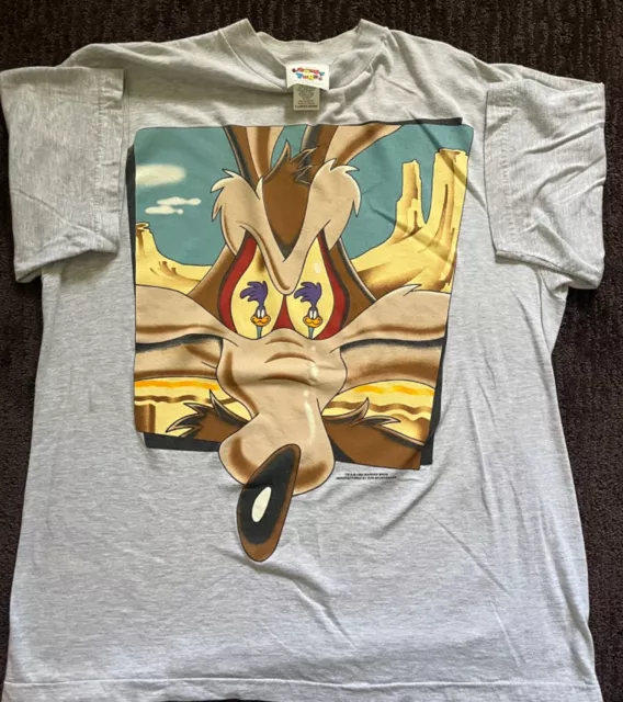 LOONEY TUNES ROAD Runner Wile E Coyote Vintage Graphic Grey Red T Shirt ...