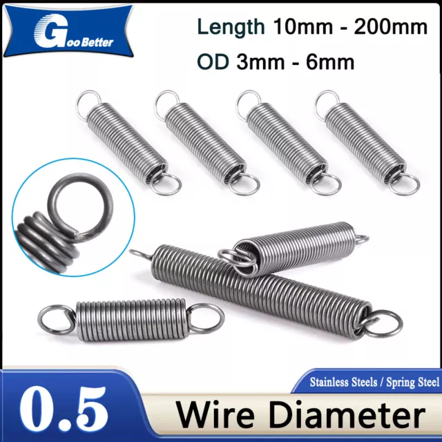 Expansion Spring 0.5 mm Wire Dia Tension Extension Expanding Extending Springs