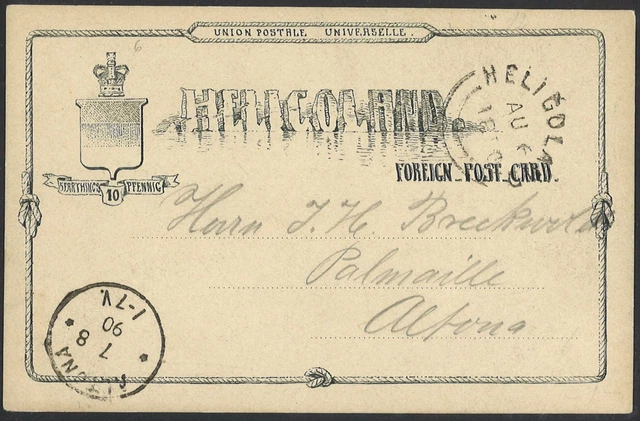 Altdeutschland Helgoland 1890 Ganzsache Postkarte P 6 nach Altona