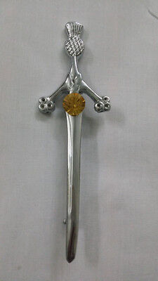 Cardo Nuovo Kilt Scozzese Perno Giallo Pietra Cardo Elsa Emblema Spille / 