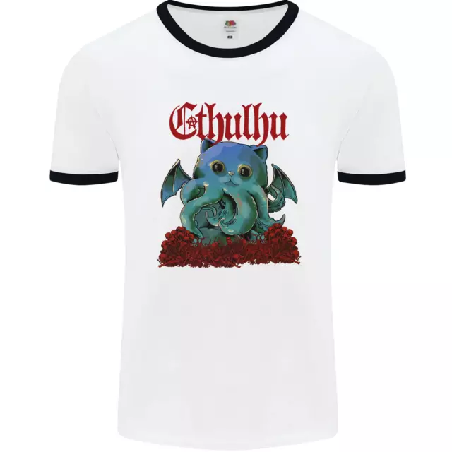 Cathulhu Funny Cat Cthulhu Parody Kraken Mens Ringer T-Shirt