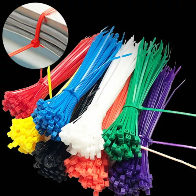 100Pcs Coloured Cable Ties Nylon Zip Tie Wraps Strong Long Wide Tie Straps 67UK