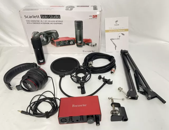 Focusrite Scarlett Solo Studio 3rd Gen USB Audio Interface w Accessories Bundle