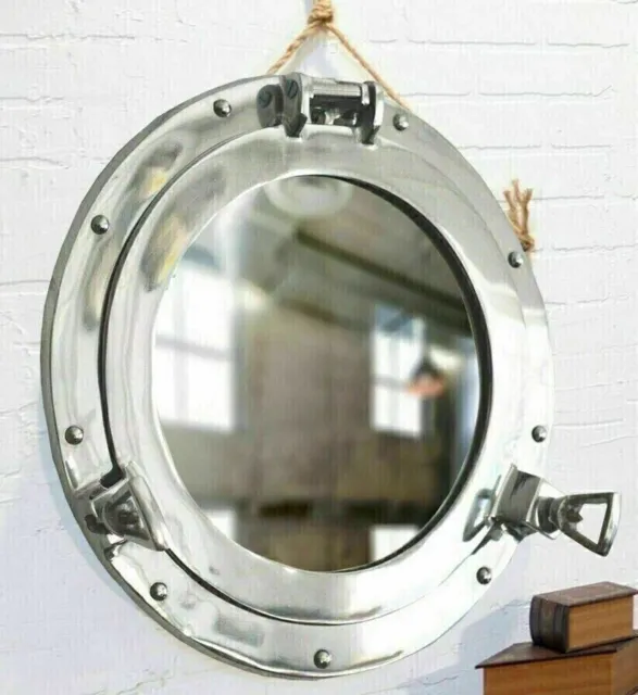 Nautisch 12 " Bullauge Spiegel Silber Oberfläche Maritim Dekoration ~ Schiff