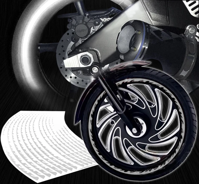 16/17/18" Reflective Rims Tape/Wheel Decal Stripes Sticker Set Flame/Fire Silver