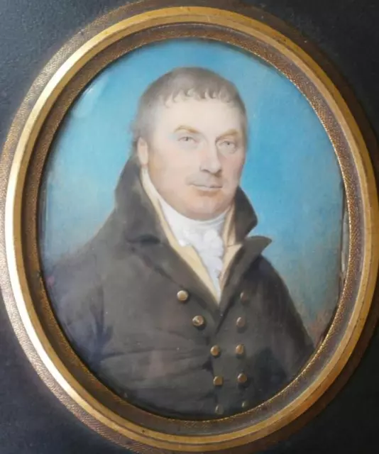 VERY FINE PORTRAIT MINIATURE GENTLMAN signed WALTER STEPHENS LETHBRIDGE 1807