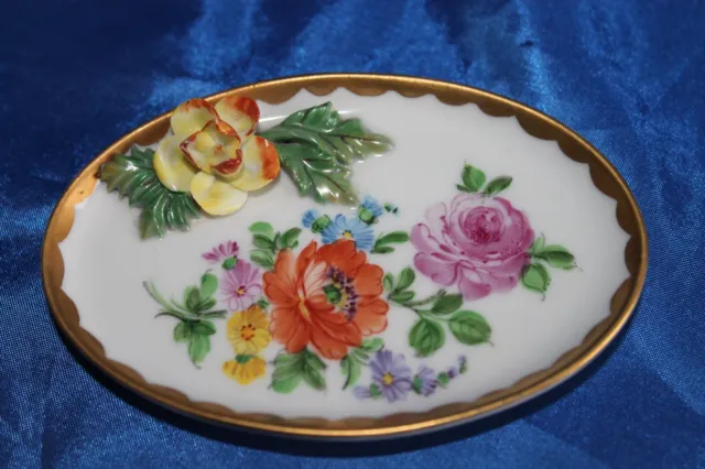 Dresden hand painted oval pin dish