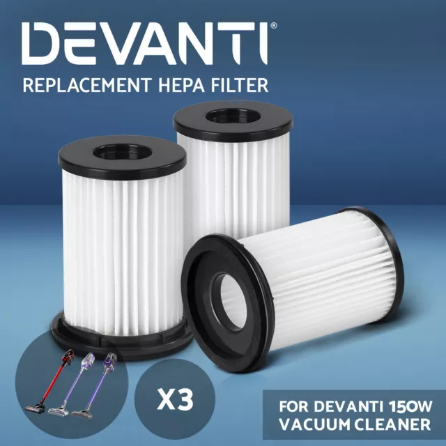 Devanti Handheld Vacuum Cleaner Stick Cordless Vac Replacement Filter - 3 Pack