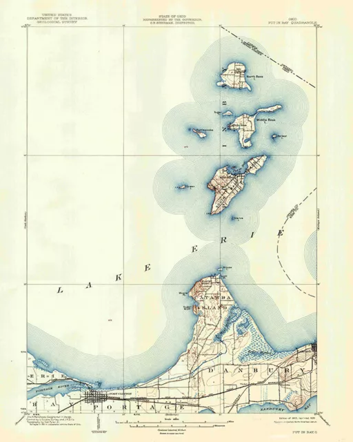 1903 Topo Map of Put-In-Bay Ohio Lake Erie Islands