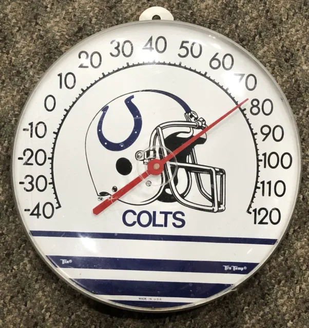 Vintage Nfl Colts Thermometer Sign - 12"  Rare - Tru Temp Tca - Watch The Video