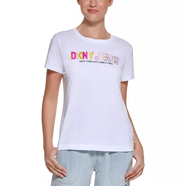 DKNY Jeans Womens Logo Crewneck Tee T-Shirt Top BHFO 5904