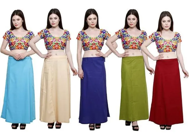 5XWomen's Cotton Best Plain Solid Indian handmade Inskirt Saree Petticoats