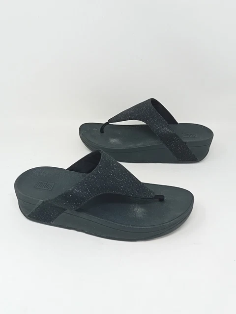 Fitflop Womens Lottie Glitzy Toe Thong Pewter Sandal UK 4 Eu 37