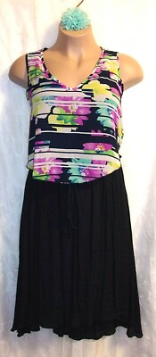 Mlle Gabrielle Floral Overlay Navy Multi Women's Hi Low Dress Plus Size 2X NWT