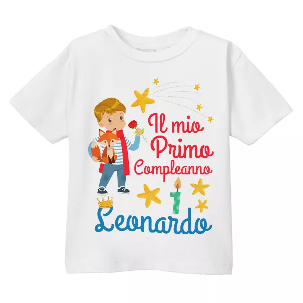 T-shirt maglietta bimbo Primo Compleanno personalizzata con nome Principe carino