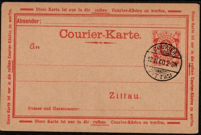 DR, 1900, private Stadtpost Zittau, blanco gestempelte Ganzsache Courier Anstalt