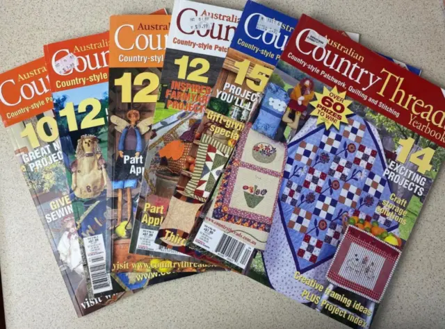 Country Threads Magazines X 6 Craft Projects Patterns Patchwork Stitching Quilts