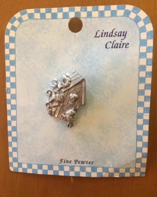 Lindsay Claire Designs Fine Pewter Birdhouse Lapel Pin / Brooch