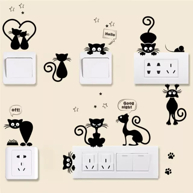 Lovely Cat Wall Stickers Light Switch Phone For Kids Rooms DIY Home Decoration