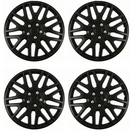 Wheel Trims 15" Hub Caps Plastic Covers Set of 4 Black Fits Volkswagen