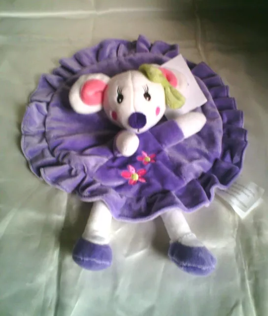 Doudou rond souris mauve violet parme broderie fleur Kimbaloo La Halle neuf