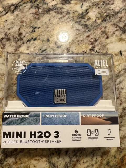 Altec Lansing Mini H20 3 Rugged Bluetooth Speaker Blue new