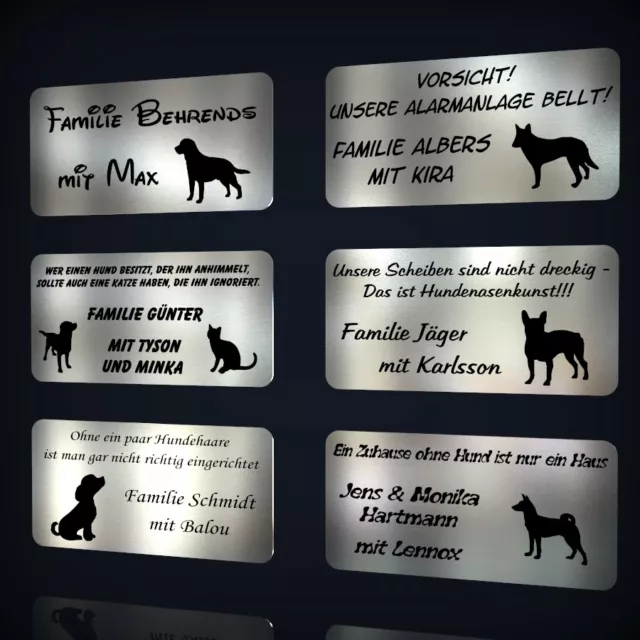 Edelstahl Türschild Namensschild Mit Lasergravur: Hund, Katze & Text Nach Wunsch