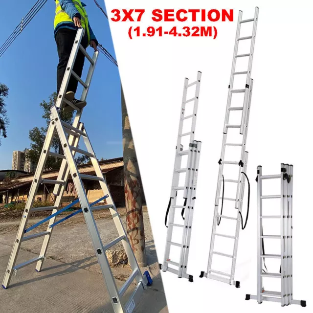 Triple Extension Ladders 3 Section Trade Master EN131 Aluminium Stabiliser Bars