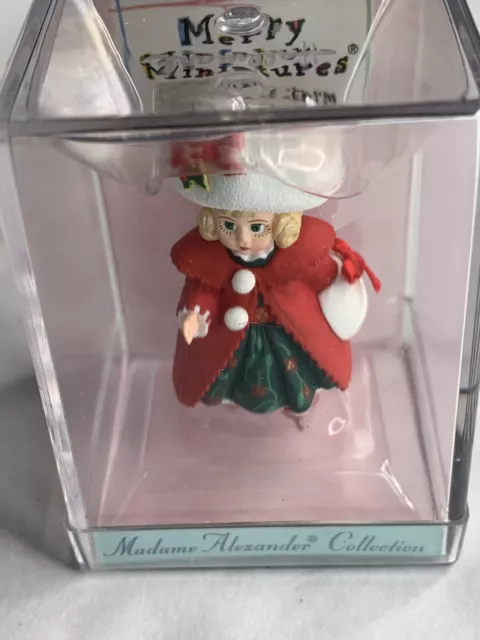 Vtg Madame Alexander Merry Miniature Christmas Holly figurine Doll 2” 1998