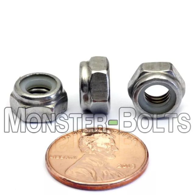 M6-1.0 / 6mm - Qty 10 - Nylon Insert Hex Lock Nut DIN 985 - A2 Stainless Steel
