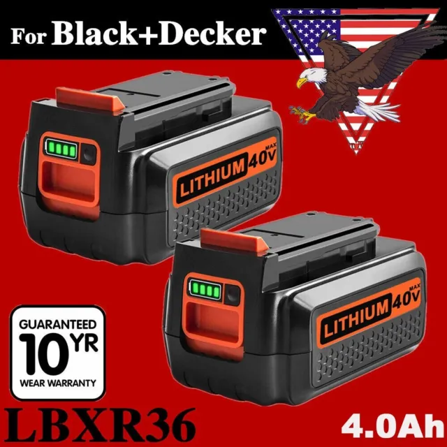 2x 4.0Ah 40V Lithium Battery For Black & Decker 40 Volt Max LBXR36 LBX2040 LSW36