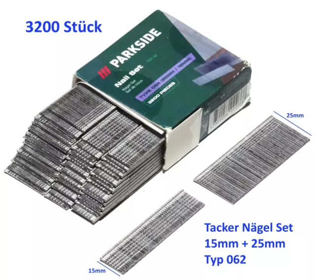 3200 Stück Tacker Nägel Set Typ 62 15mm + 25mm