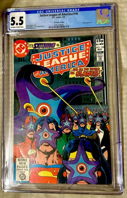 Justice League Of America #190 May 1981 DC Comics  CGC 5.5 UK Var. Cracked Case