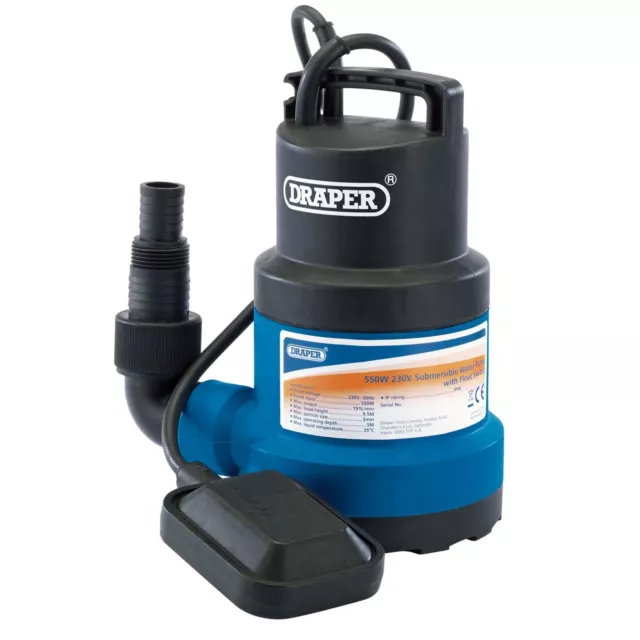 Draper Submersible Clean Water Pump with Float Switch, 191L/min, 550W 61584