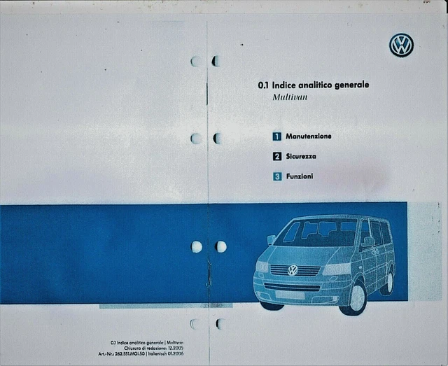 Libretto Di Servizio Italiano VW Volkswagen – Copre 17 Modelli – Nuovo