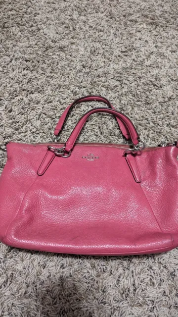 COACH KELSEY PINK Pebbled Leather Satchel Tote No Crossbody Strap ...