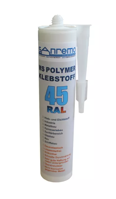 3x 290ml Ms-Polímero 45 Sellador Pegamento Ral-Classic Color Aprox. Gris Ral