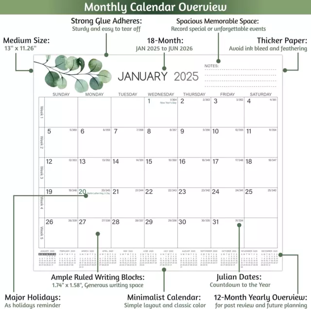 20252026 CALENDAR for Refrigerator 18 Monthly Calendar from