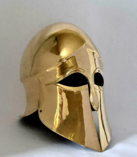 18GA Steel & Brass Coated Medieval Greek Corinthian Helmet Museum Helmet Replica