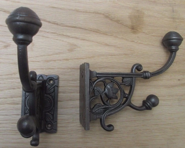 CAST IRON OLD Style Decorative Vintage Iron Coat Hooks Hanging Hook Pegs  £5.99 - PicClick UK