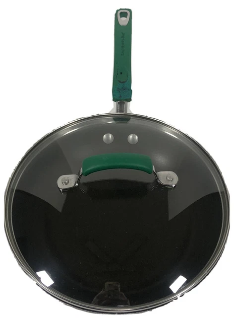 Sartén voladora cubierta de sartén antiadherente cubierta de sartén RACHEL RAY verde 10" cocina