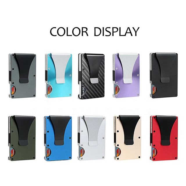 Mens Carbon Fiber RFID Blocking Clip Wallet Money Slim Credit Card Holder Metal 8