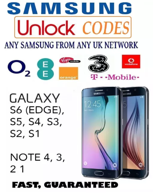 Entsperrcode für 3 EE O2 Tesco orange UK Samsung Galaxy Note S7 Edge S8 S9 Plus 2