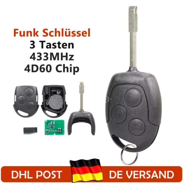 Schlüssel Funk Fernbedienung + Platine für Ford Focus Fiesta Mondeo Transit KA