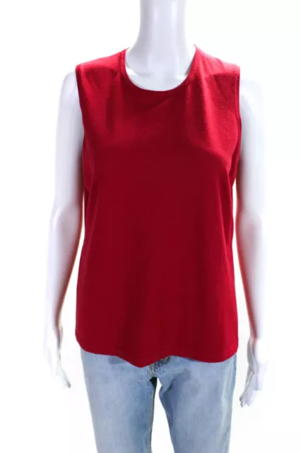 J Envie Womens Sleeveless Knit Crew Neck Tank Top Blouse Red Size Medium
